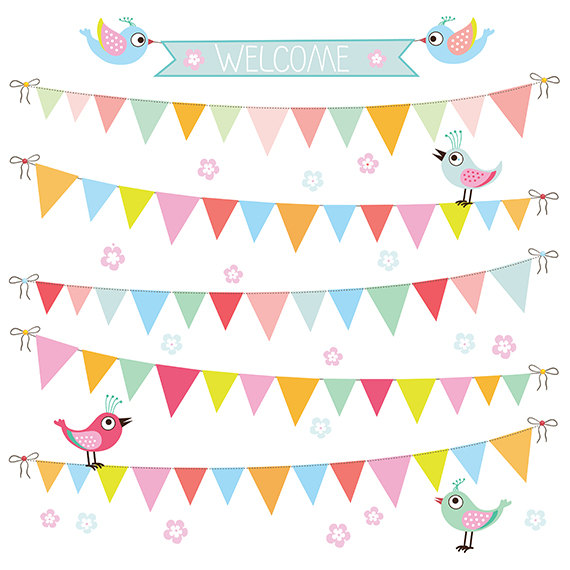Triangle Bunting Banner Digital Clip Art Paper Size 12x12 Inches