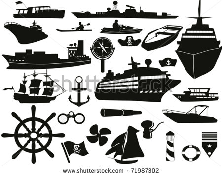 Vector Download   Black Sailing Objects Icon Set