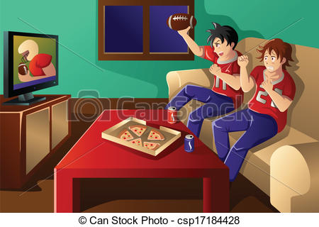 Vector   Young People Watching American Football   Stock Illustration