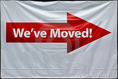 We Ve Moved Vinyl Red Sign Stock Photography   Image  23828662