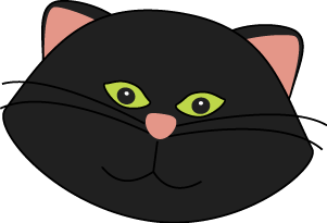 Black Cat Face Clip Art Image   Black Cat Face With Pointy Ears Green