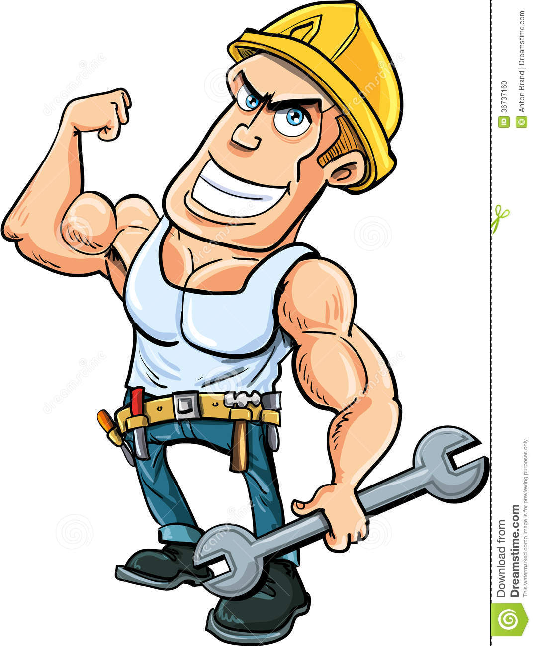 Cartoon Handyman Flexing His Muscles Stock Photo   Image  36737160
