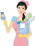 Cleaning Girl   Illustration Of A Girl Carrying Cleaning