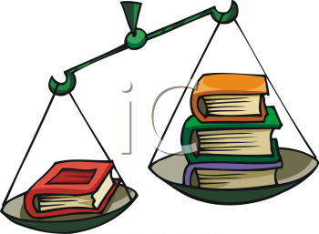 Clip Art Picture Of Books Being Weighed On Scales
