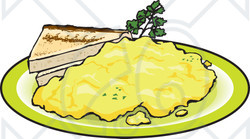 Clipart Illustration Of Two Slices Of Toast Served With Scrambled Eggs