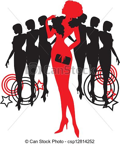 Clipart Vector Of Women Group Graphic Silhouettes Different Person In