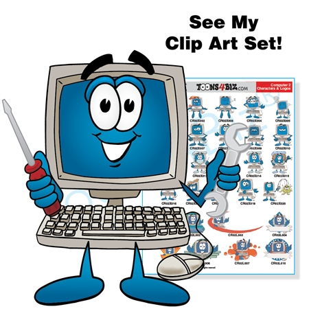 Computer Mascot 2 Clip Art Set