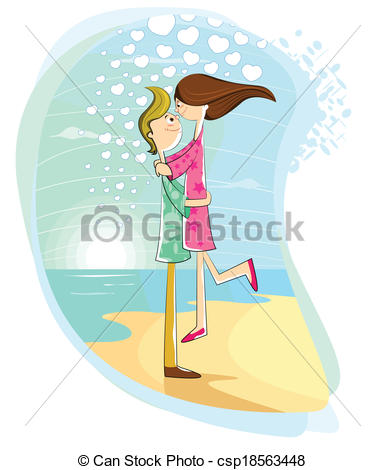 Eps Vector Of Happy Young Couple Having Fun On The Beach Csp18563448    