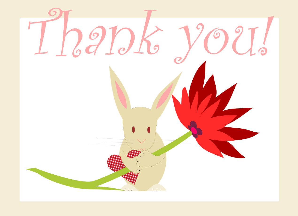 Free Printable Thank You Card With Cute Bunny   Ausdruckbare    