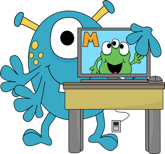 Monster With A Computer Clip Art   Monster With A Computer Image