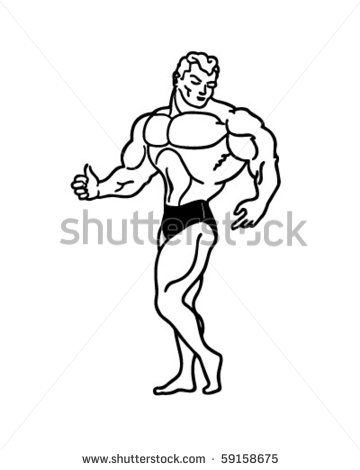 Muscle Man   Retro Clip Art Stock Vector Illustration 59158675