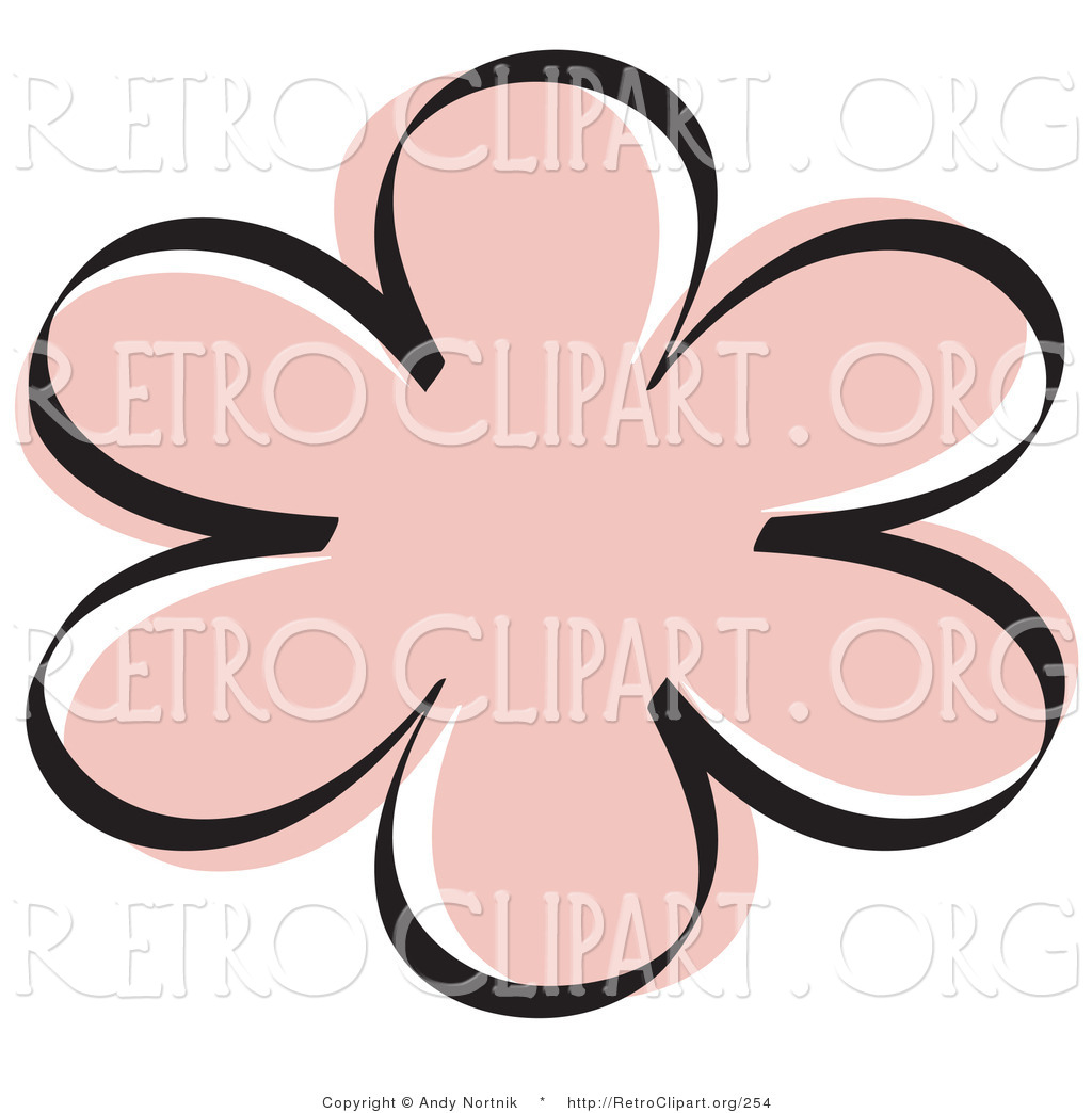 Retro Clipart Of A Pink Flower Shape Outline By Andy Nortnik    254