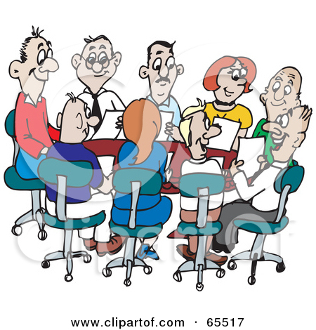 Royalty Free  Rf  Clipart Illustration Of A Busy Office Meeting Of