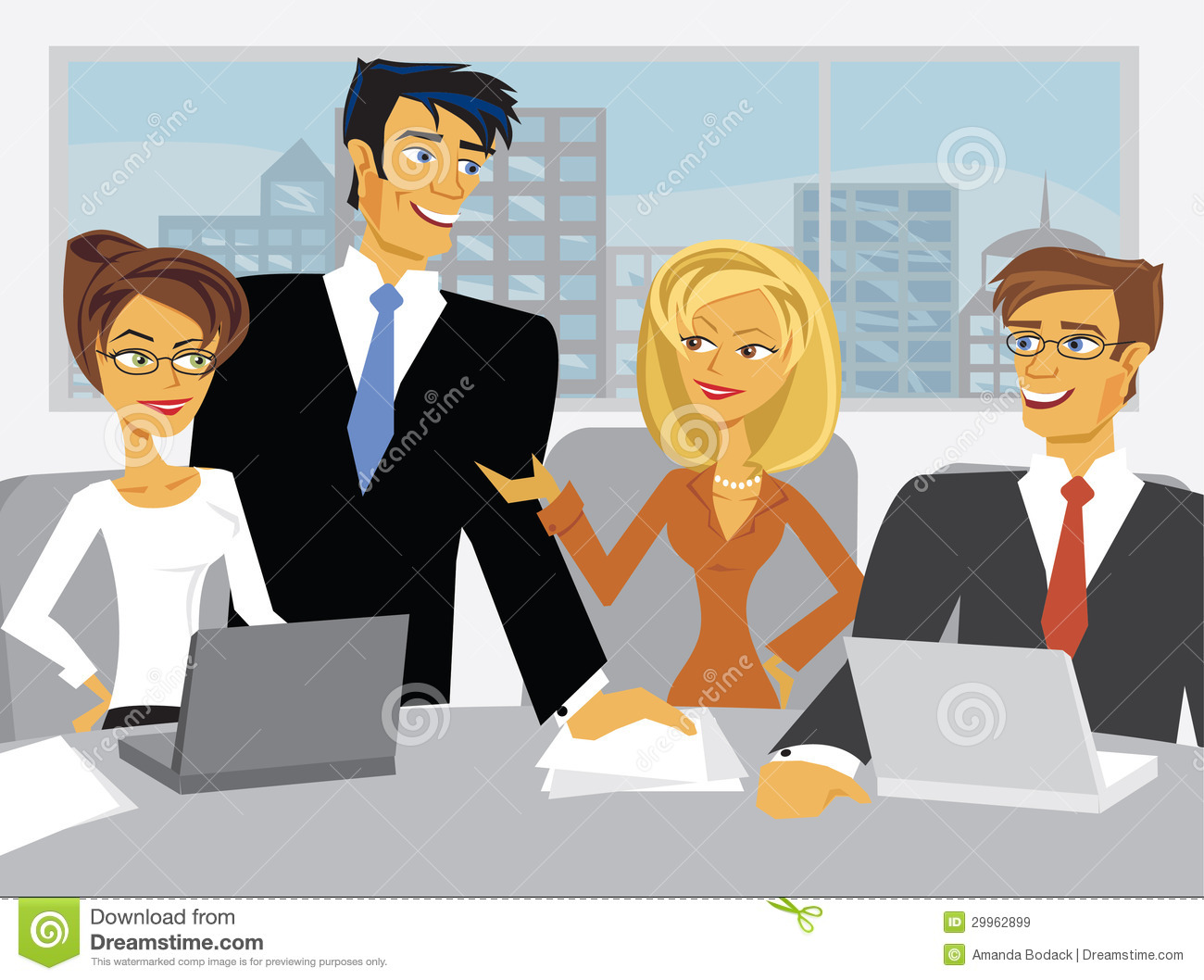 Royalty Free Stock Images  Vector Meeting Scene With Cartoon Business