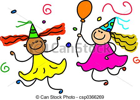 Stock Illustration Of Party Fun   Diverse Kids Having Fun At A Party