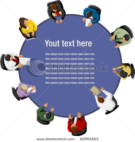Vector Clip Art Picture Office Workers At A Conference Table Having A