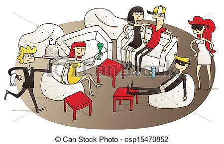 Vector   Young People Having Fun In V I P  Lounge   Stock Illustration