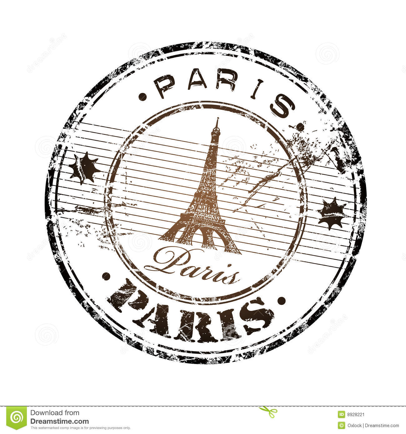 Abstract Grunge Rubber Stamp With The Eiffel Tower Symbol And The Name    
