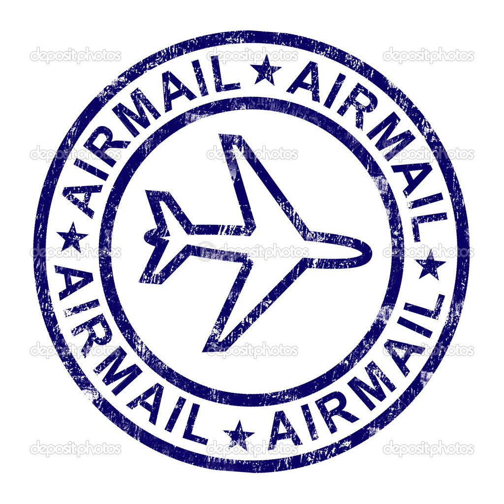 Airmail Stamp Shows International Mail Delivery   Stock Photo    