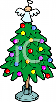 Angel Atop A Christmas Tree   Royalty Free Clip Art Illustration