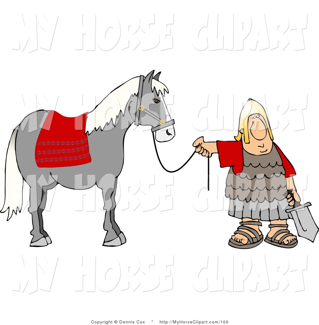     Art Of A Roman Army Soldier In Uniform Standing With A Horse By Djart
