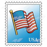Beka Book    Clip Art    Postage Stamp With A Usa Flag
