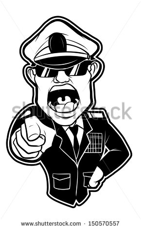 Black And White Clipart Angry Millitary General   Stock Photo