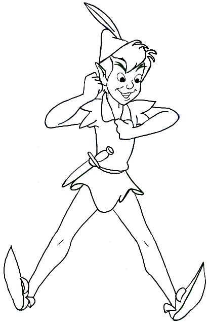 Black And White Line Drawing Of Disney S Peter Pan Flying