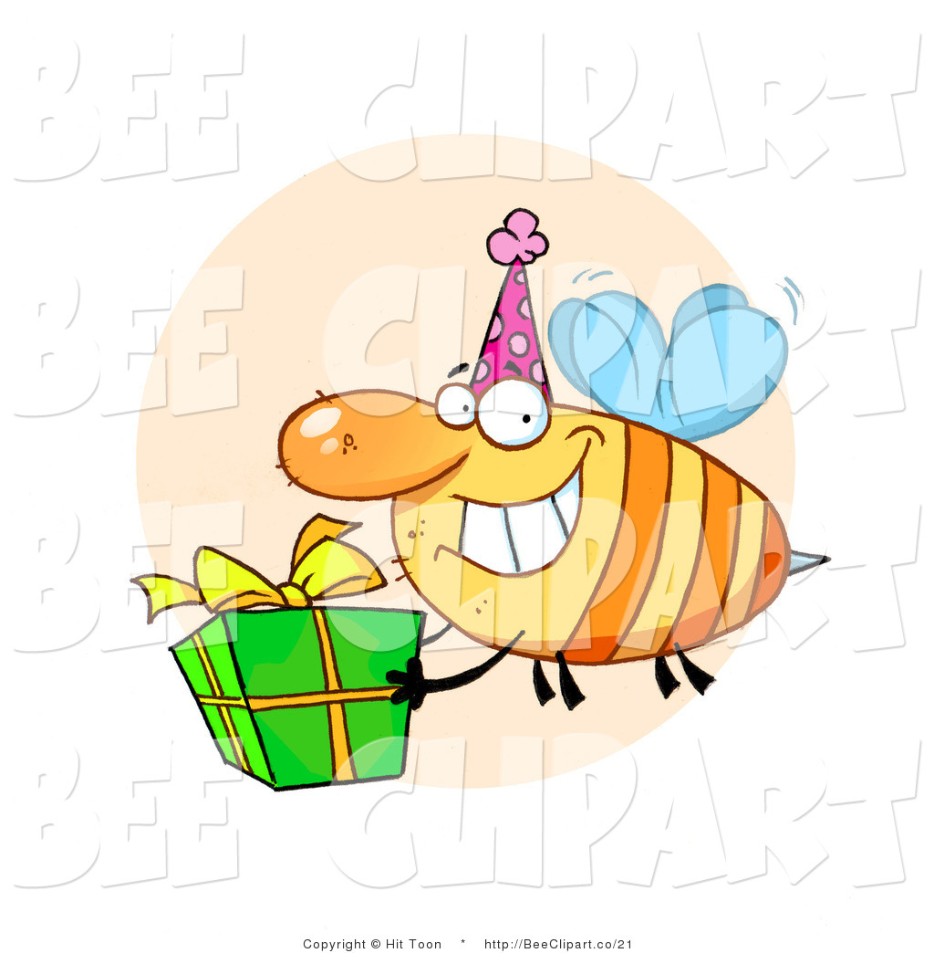 Cartoon Clip Art Grinning Yellow Honey Bee With Stinger