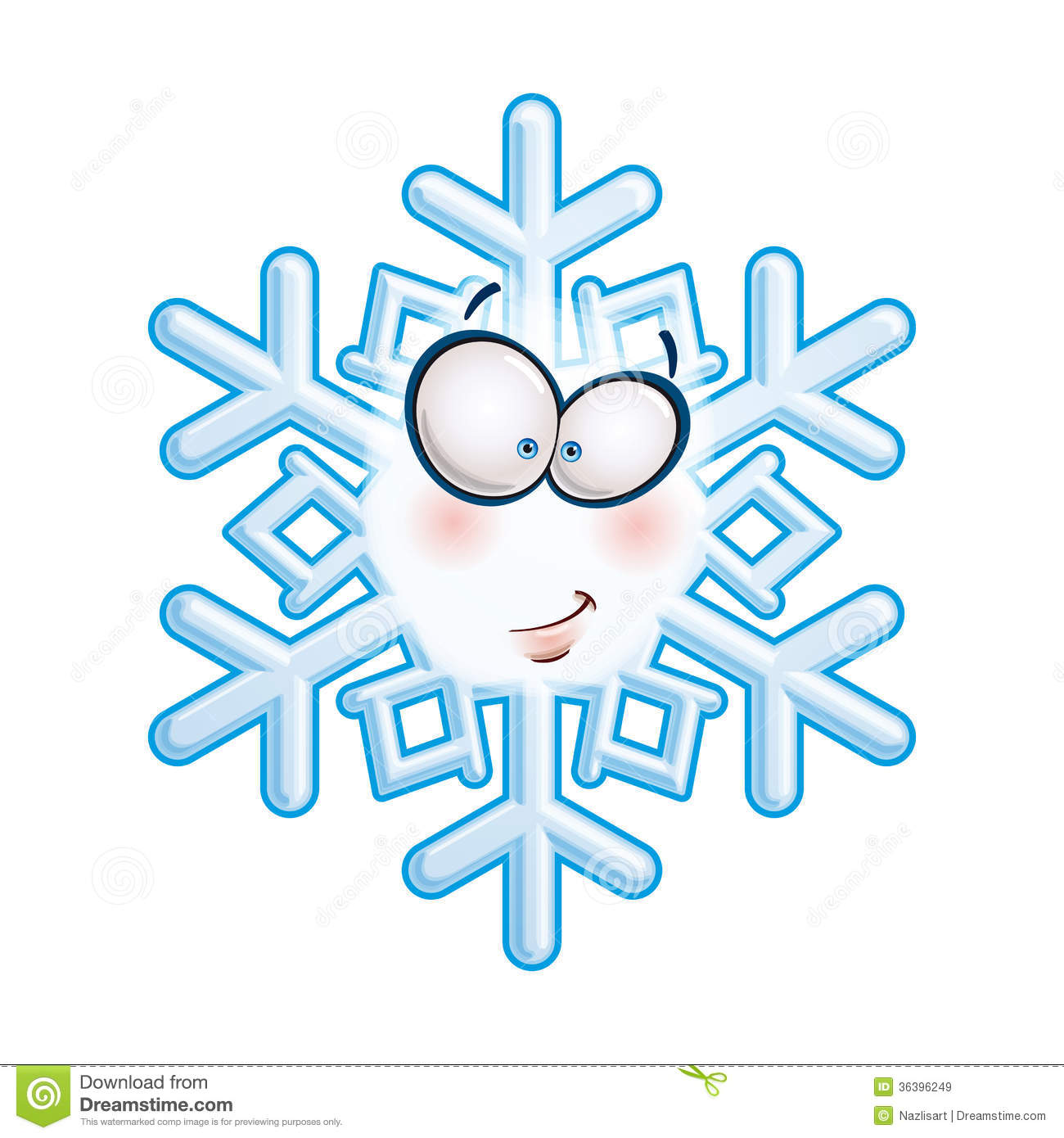 Cartoon Illustration Of A Snowflake Emoticon Smirking