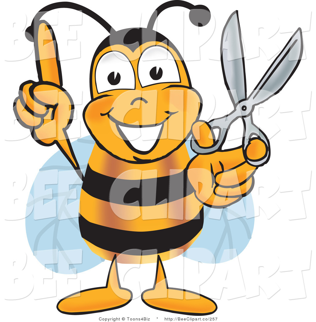 Clip Art Of A Bumble Bee Holding Scissors