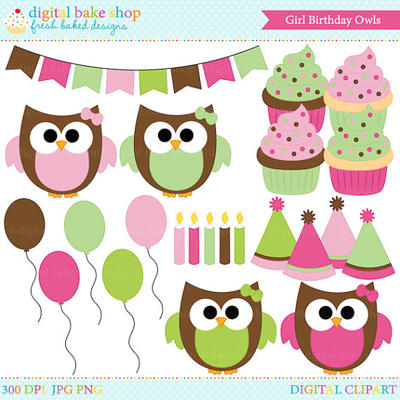 Clipart Owls Clip Art Birthday Girls Party   Girl Birthday Owls