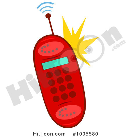 Clipart Ringing Red Cell Phone   Royalty Free Vector Illustration