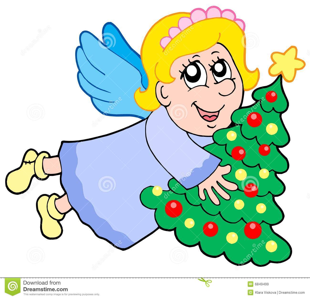 Cute Angel With Christmas Tree Royalty Free Stock Images   Image