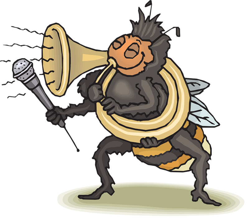 Free Cartoon Bee Playing Horn Clip Art