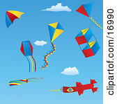 Group Of Different Kites Including Box Diamond Triangle Windsocks And    