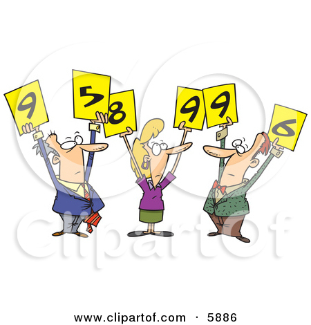 Men And Woman Judges Holding Up Number Signs Clipart Illustration By