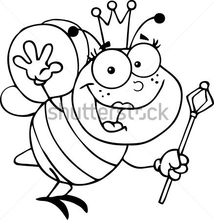 Outlined Queen Bee Cartoon Jpg