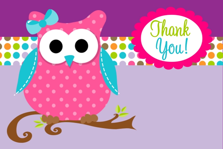 Owl Thank You Card Clipart