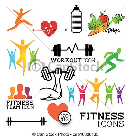 Vectors Of Health Fitness Icons   Health And Fitness Symbols And Icons