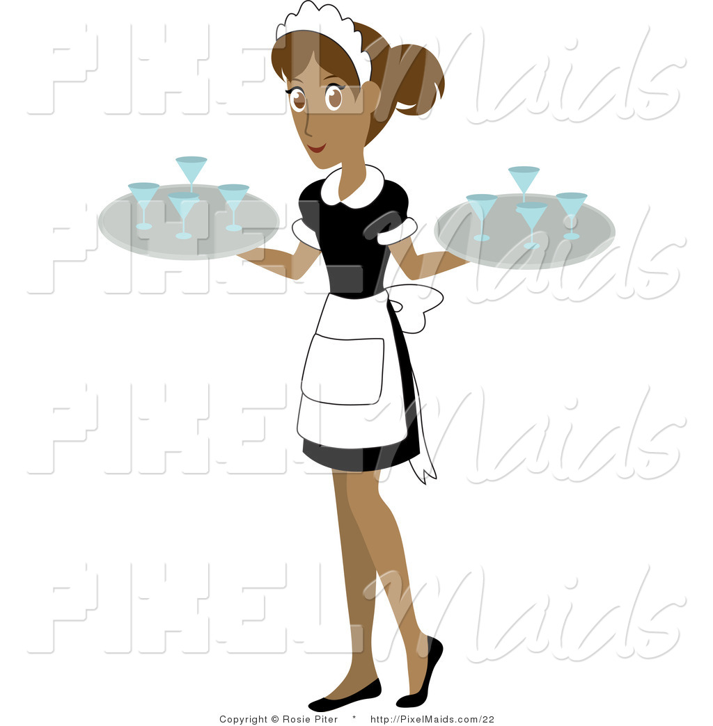 Waitress Clipart Vector Clipart Of A Hispanic Waitress Serving Water    