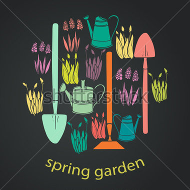 And Garden Tools On Chalkboard Vector Stock Vector   Clipart Me