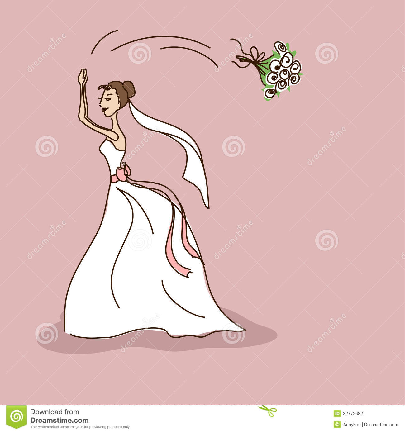 Bridal Shower Or Wedding Invitation With Bride Throwing A Brides