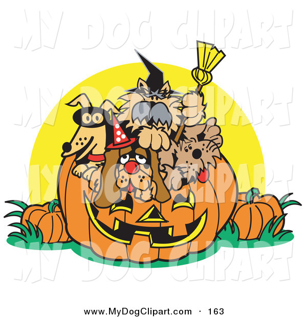 Clip Art Of Silly Dogs Inside A Pumpkin On Halloween By Andy Nortnik