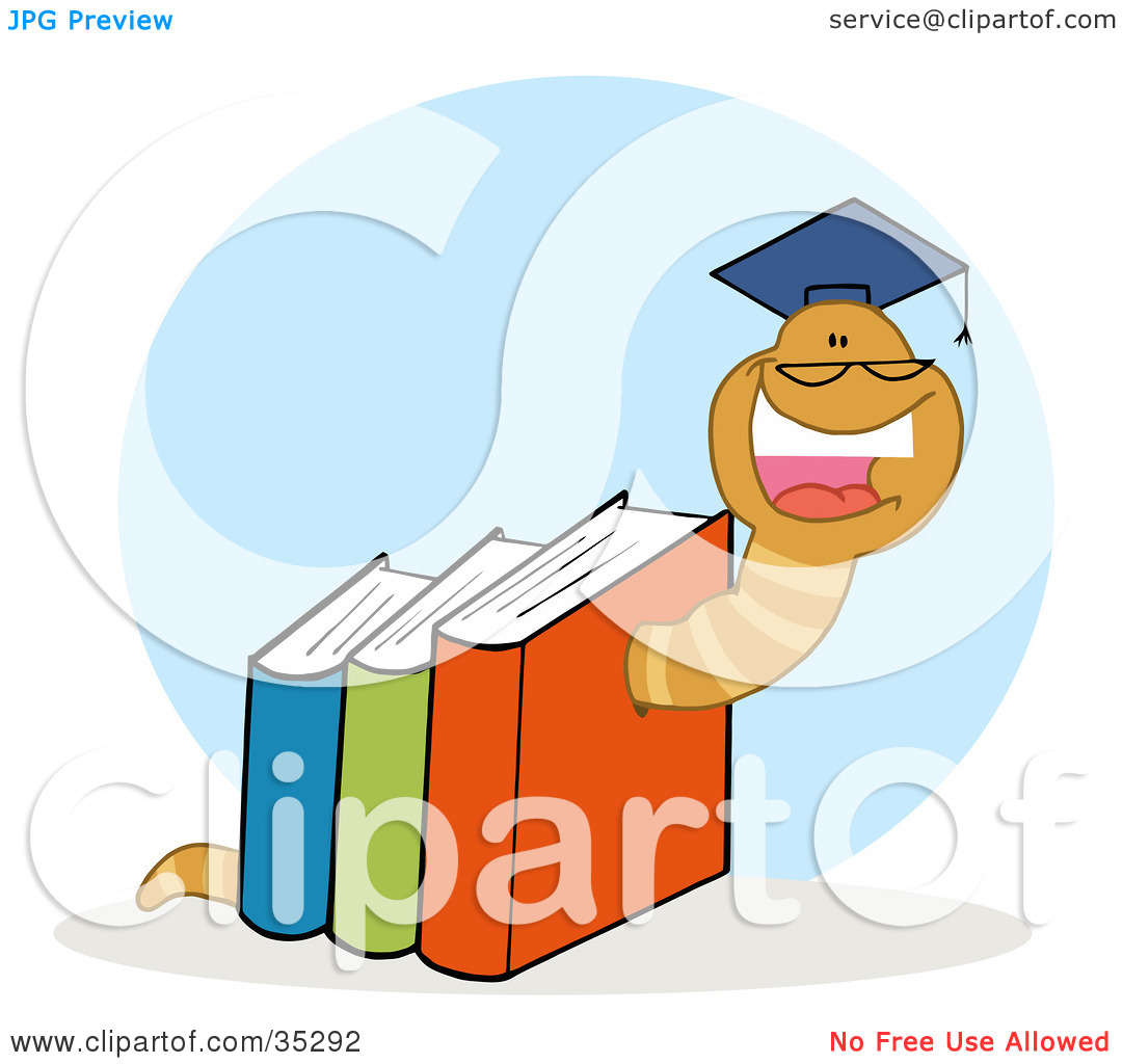 Clipart Illustration Of A Happy Worm Graduate Crawling Through