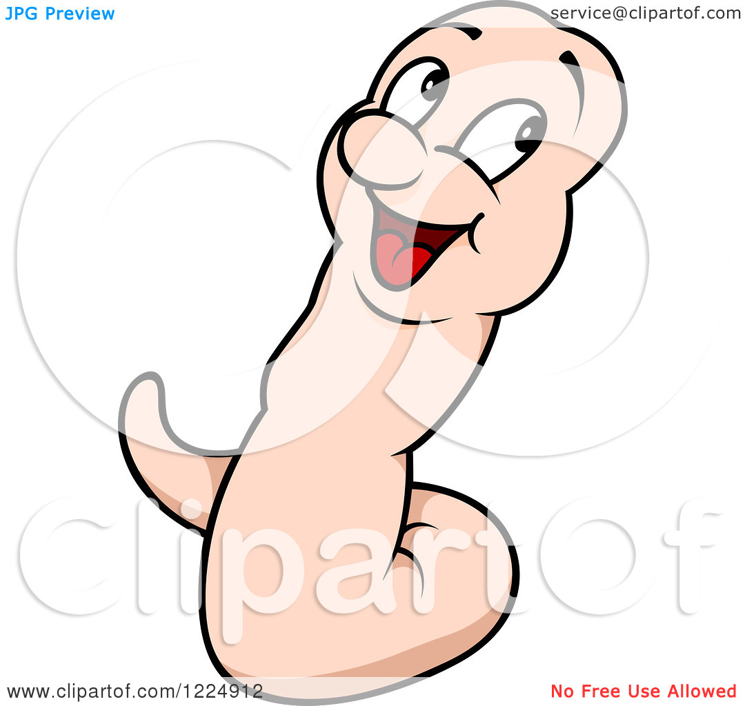Clipart Of A Happy Earth Worm   Royalty Free Vector Illustration By