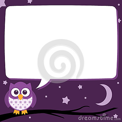 Cute Simple Cartoon Patterned Owls Night Time Speech Bubble Stock    