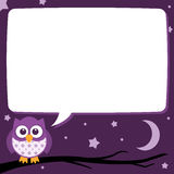 Cute Simple Cartoon Patterned Owls Night Time Speech Bubble Stock