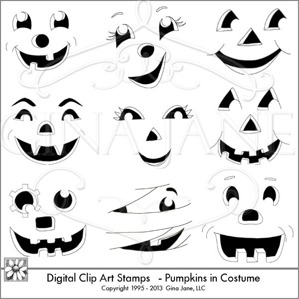 Digital Stamps Pumpkin Faces Ii Part Number 1gja Pumpkin Faces 2art