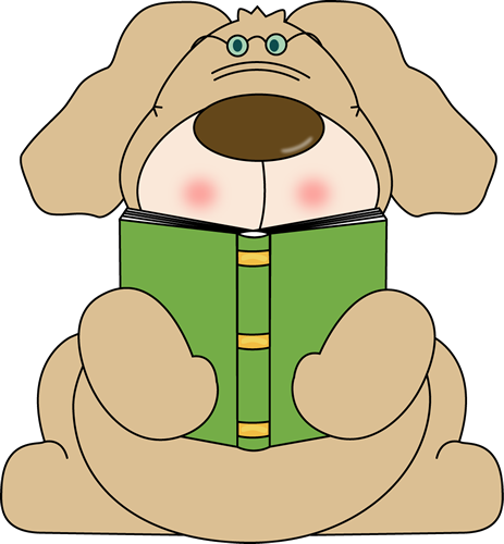 Dog Reading Clip Art Image   Dog Wearing Reading Glasses And Reading A